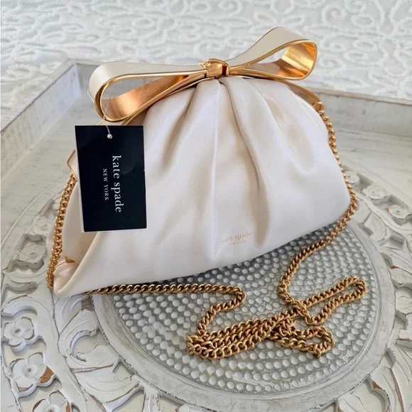 NWT Kate Spade Ivory Cream Bow Frame Clutch - Picture 3 of 9